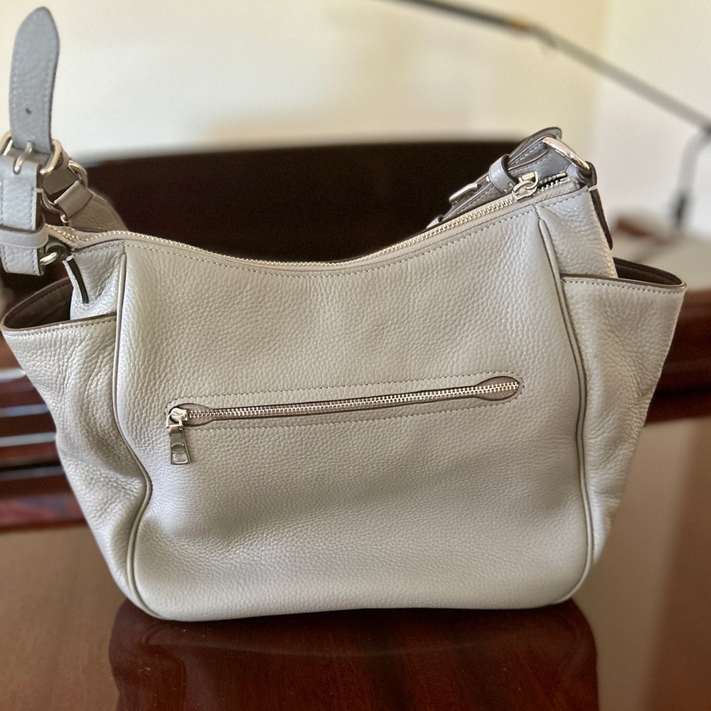 Coach Pebble Leather Gray Shoulder Bag - Picture 2 of 8
